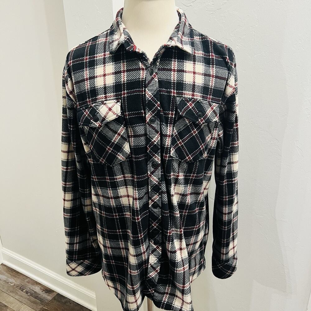 Depart West Flannel Shirt XXL Button-Down Black Cream Heavy Soft (A0130)